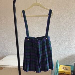 1950s Children’s Plaid Wool Skirt w/Suspenders